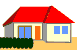 赤い屋根と白の壁の家アイコンフリー素材