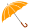 オレンジ色のの開いた傘のアイコンフリー素材